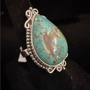 Genuine KingMan Turquoise Teardrop sterling Silver Ring